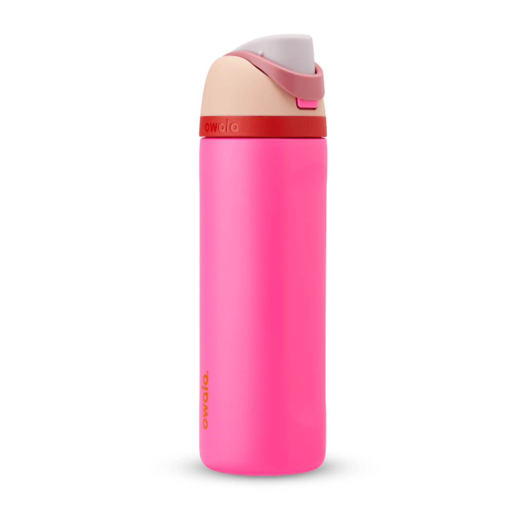 Owala FreeSip 24oz in Out of the Blue, periwinkle blue insulated bottle with matching blue-lavender flip cap and carry loop