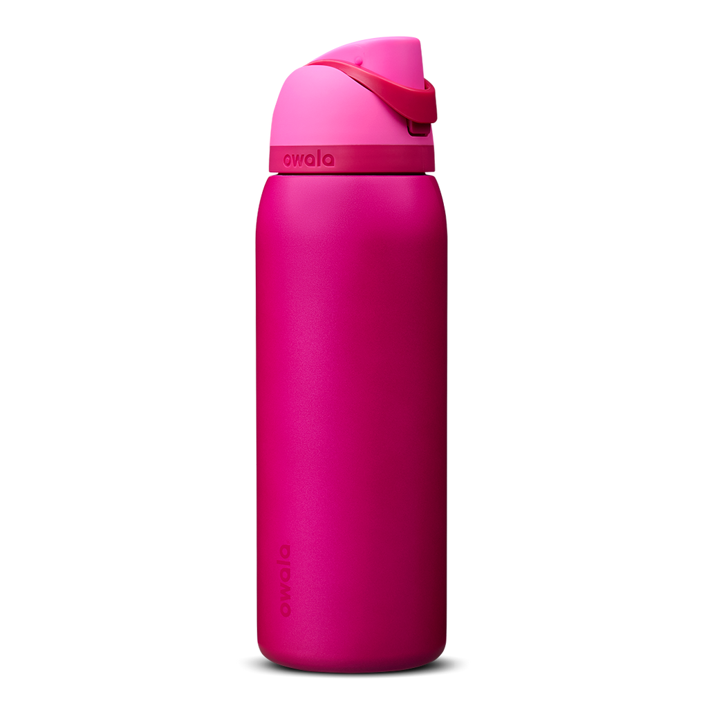 Owala FreeSip 24oz in Out of the Blue, periwinkle blue insulated bottle with matching blue-lavender flip cap and carry loop