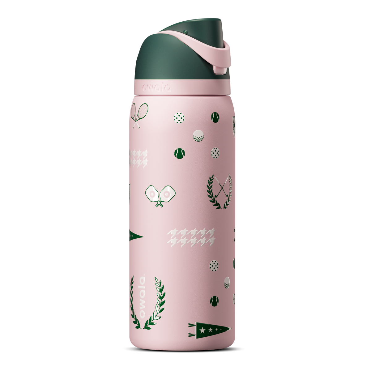 Owala FreeSip 24oz in Out of the Blue, periwinkle blue insulated bottle with matching blue-lavender flip cap and carry loop